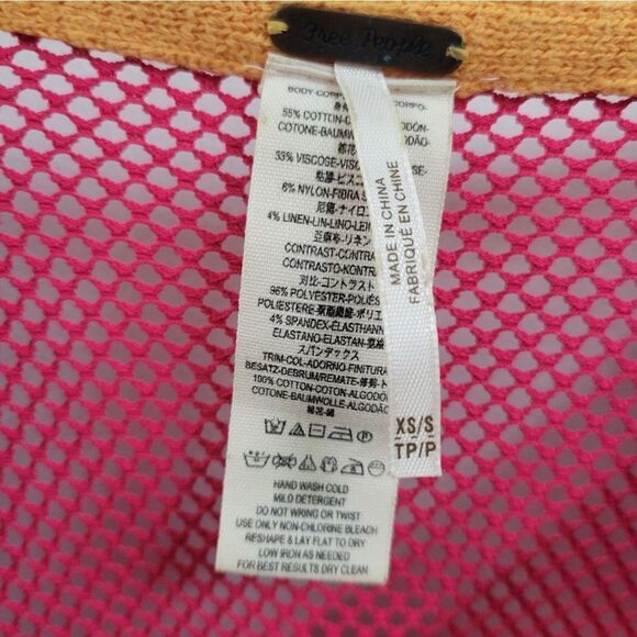 FREE PEOPLE RARE Boho Sunset Knit Rainbow Fringe Trim Poncho Sweater XS - Picture 5 of 7